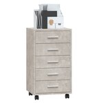 vidaXL Armoire à tiroirs avec roulettes Gris béton Bois d'ingénierie
