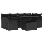 Set de canapé de jardin vidaXL 7 pièces avec coussins Rotin Poly Noir