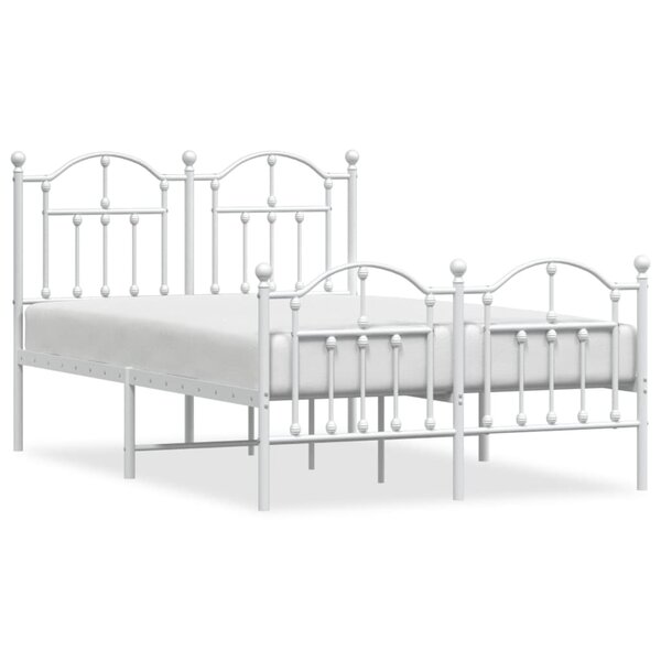 vidaXL Cadre de lit métal avec tête de lit/pied de lit blanc 120x190cm