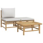 vidaXL Salon de jardin 3 Pièces avec coussins gris clair bambou