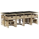 vidaXL Ensemble à manger de jardin coussins 13 Pièces mélange beige rotin