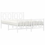 vidaXL Cadre de lit métal avec tête de lit/pied de lit blanc 135x190cm