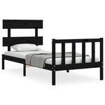 vidaXL Cadre de lit sans matelas noir bois de pin massif