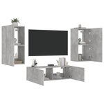 vidaXL Meuble TV muraux 3 Pièces avec lumières LED gris béton
