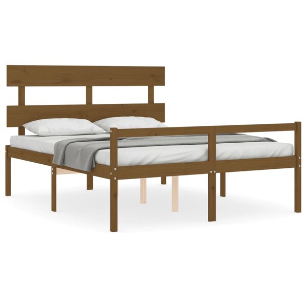 vidaXL Lit pour personne âgée sans matelas marron miel bois massif