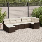 vidaXL Ensemble de Canapé de Jardin 7 Pièces Marron Poly Rattan