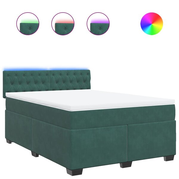 vidaXL Sommier à lattes de lit et matelas Vert foncé 140x200cm Velours