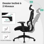 Chaise de direction chaise de bureau ergonomique et réglable en hauteur dossier en maille respirante support lombaire appui-tête et accoudoirs noir 20_0005289