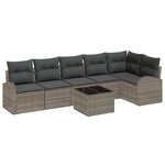 vidaXL Ensemble de Canapés de Jardin 6 Pièces avec Coussins Rattan Poly Noir