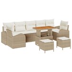Ensemble de canapé de jardin vidaXL 10 pièces avec coussins beige poly rotin acacia