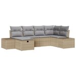 vidaXL Ensemble de canapé de jardin 6 pièces avec coussins Beige Rotin synthétique