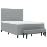 vidaXL Lit à ressort avec matelas et banc gris clair 140x200 cm tissu