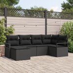 vidaXL Ensemble de canapé de jardin de 6 pièces avec coussins en poly rattan noir