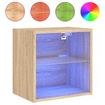 vidaXL Tables de chevet murales avec lumières LED 2 Pièces chêne sonoma