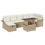 vidaXL Ensemble de canapés de jardin 8 pièces avec coussins Beige Poly Rotin