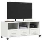 vidaXL Meuble TV blanc 100 5x39x43 5 cm acier laminé à froid