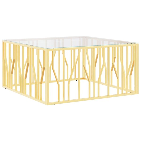 vidaXL Table basse 100x100x50 cm acier inoxydable et verre