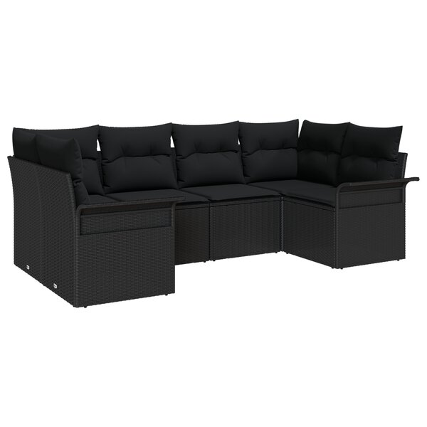 vidaXL Ensemble de 6 pièces de Canapé de Jardin avec Coussins Noir Poly Rattan