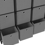 vidaXL Étagère à 15 cubes avec boîtes Noir 103x30x175 5 cm Tissu
