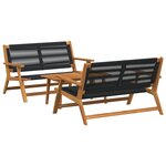 vidaXL Chaises de jardin avec table - Ensemble de 3 en bois d'acacia massif noir