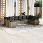 vidaXL Salon de jardin avec coussins 10 Pièces gris résine tressée