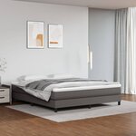 vidaXL Sommier à lattes de lit avec matelas Gris 180x200 cm Similicuir