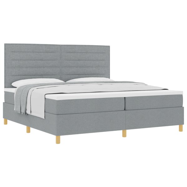 vidaXL Lit à ressorts avec matelas gris clair 200x200 cm en tissu