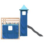 vidaXL Lit superposé avec toboggan et rideaux bleu 90x200 cm