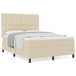 vidaXL Lit à sommier tapissier avec matelas Crème 140x200 cm Tissu