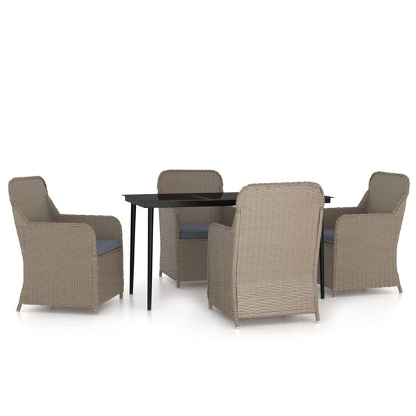 vidaXL Ensemble à manger de jardin et coussins 5 Pièces Marron