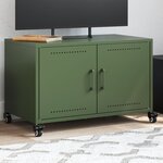 vidaXL Meuble TV vert olive 68x39x43 5 cm acier laminé à froid
