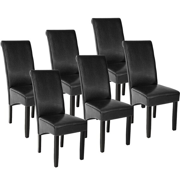 Lot de 6 chaises pieds noir siège de salon cuisine salle à manger design carré élégant noir 08_0000084