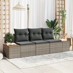 Set de Canapé de Jardin 3 pièces avec Coussins en Rattan Poly Gris Acacia