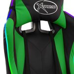 Chaise fauteuil siège pivotante de bureau informatique étude de jeux vidéo avec LED RVB et similicuir multicolore 02_0024215