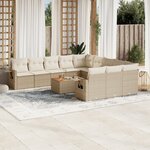 vidaXL Salon de jardin avec coussins 12 Pièces beige résine tressée