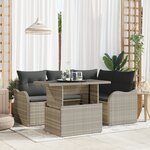 Ensemble de Canapé de Jardin 5 Pièces avec Coussins Gris Clair Poly Rattan