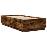 vidaXL Cadre de lit avec lumières LED chêne fumé 100x200 cm