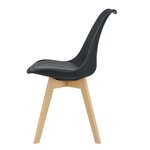Lot de 2 chaises siège de salle à manger cuisine plastique synthétique hêtre 81 cm noir 03_0002772