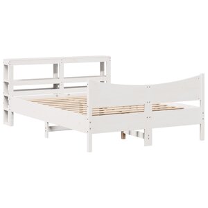vidaXL Cadre de lit avec tête de lit blanc 160x200 cm bois pin massif