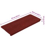 vidaXL Tapis d'escalier autocollants 15 Pièces 65x24 5x3 5 cm Rouge