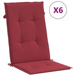 vidaXL Coussins de chaise de jardin à dossier haut lot de 6 bordeaux