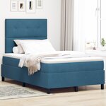lit à ressorts vidaXL avec matelas bleu foncé 120x200 cm en velours
