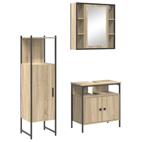 vidaXL Ensemble de meubles de salle de bain 3 pièces en chêne clair en bois reconstitué