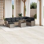 vidaXL Salon de jardin 9 Pièces avec coussins gris clair résine tressée