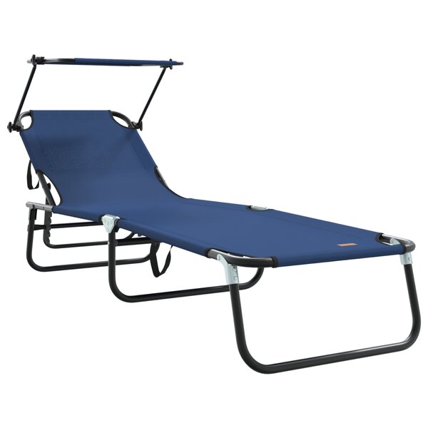 vidaXL Chaise longue pliante avec auvent bleu en tissu Oxford 600D