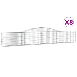 vidaXL Paniers à gabions arqués 8 Pièces 400x30x60/80 cm Fer galvanisé