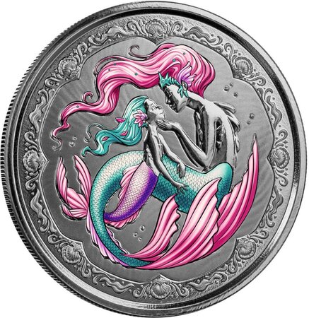 Pièce de monnaie en Argent 2 Dollars g 31.1 (1 oz) Millésime 2023 Cayman Sea Life MERMAID MOTHER AND DAUGTHER
