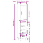 vidaXL Buffet haut Noir 34 5x34x180 cm Bois d'ingénierie