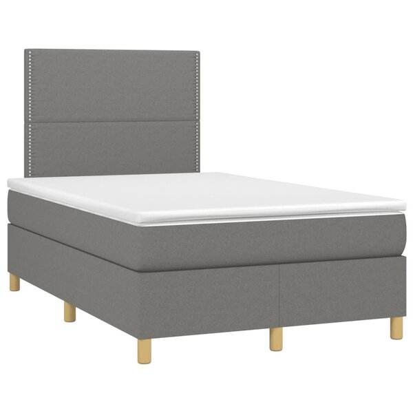 vidaXL Sommier à lattes de lit avec matelas gris foncé 120x190cm tissu