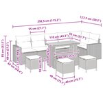 Ensemble de canapés de jardin 10 pièces avec coussins Noir Poly Rotin Acajou